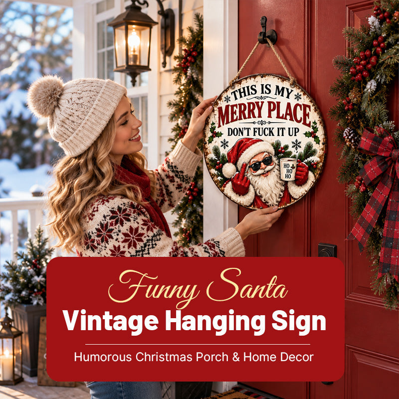 “This Is My Merry Place” Funny Christmas Door Sign